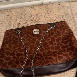 Donna Karan Brown and Black Chain Shoulder Bag